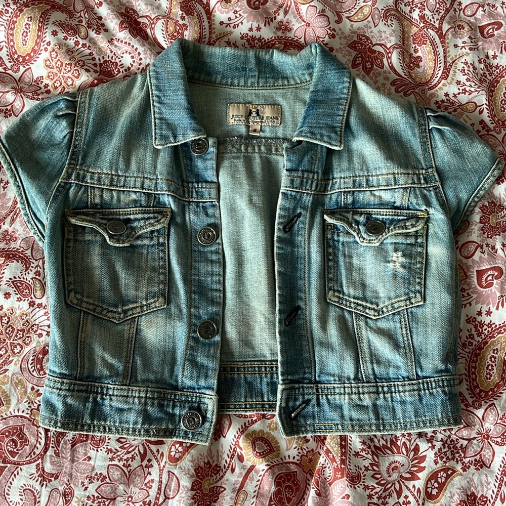 Y2K Juicy Couture Jeans denim cropped babydoll top